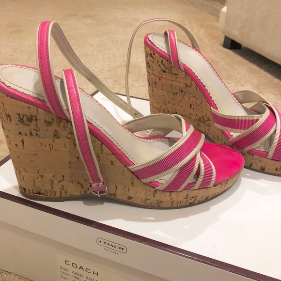 Coach pink and white cork wedges - Picture 2 of 2